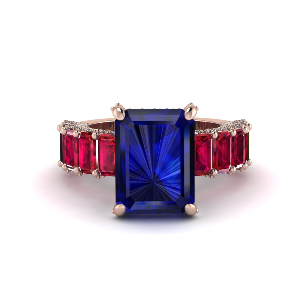 Luxury Emerald Cut Sapphire Engagement Ring - Nadia No. 59