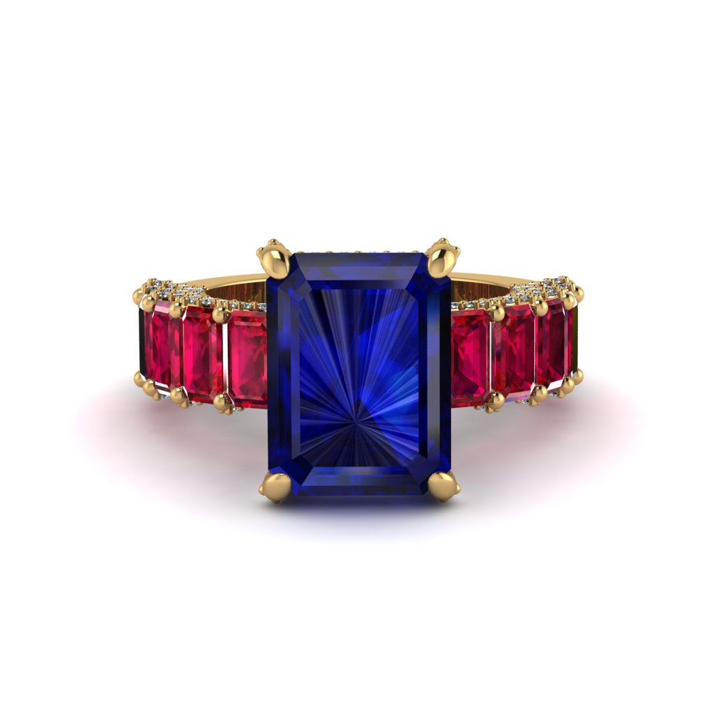 Luxury Emerald Cut Sapphire Engagement Ring - Nadia No. 58