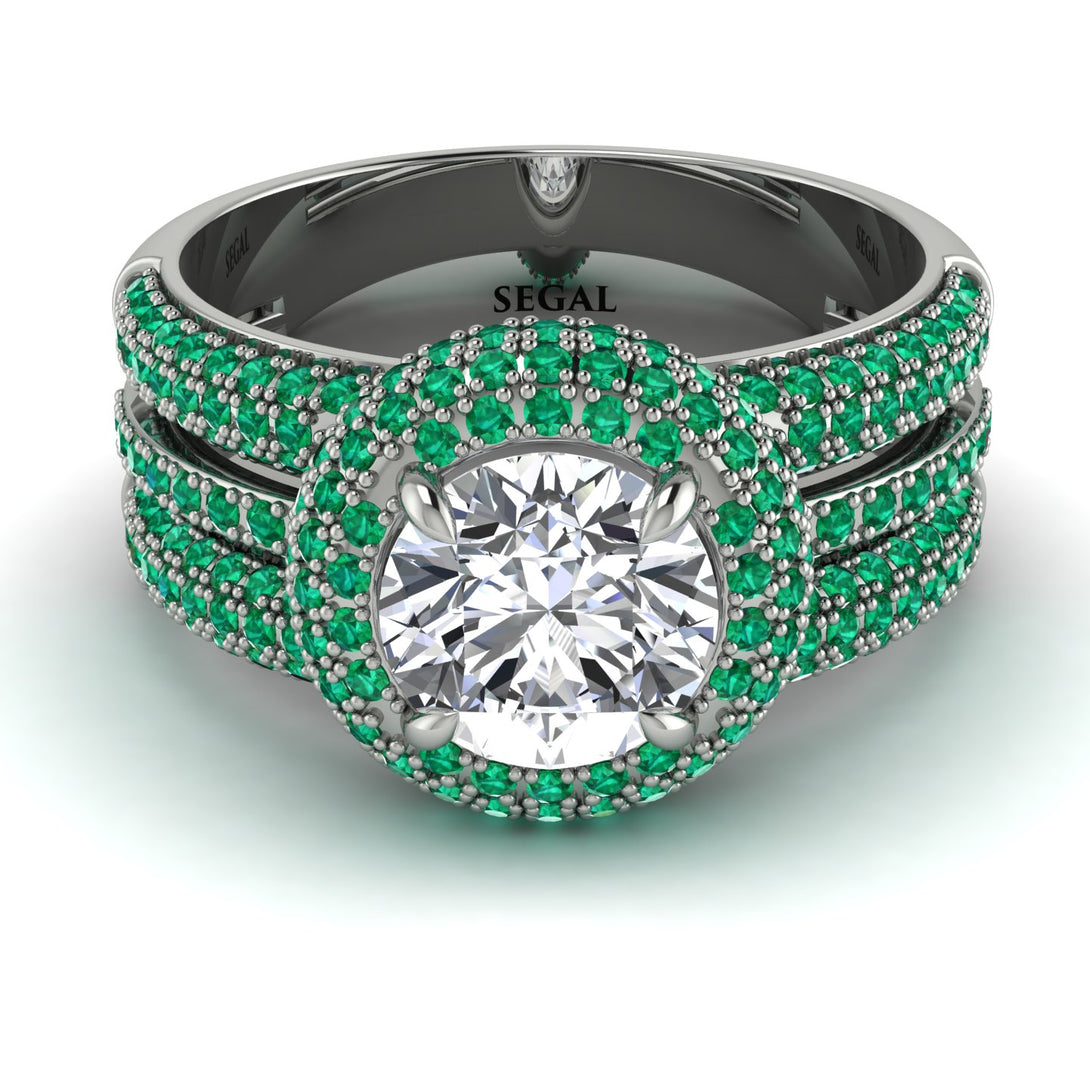 Diamond Halo Luxury Pave Engagement Ring - Sierra No. 18
