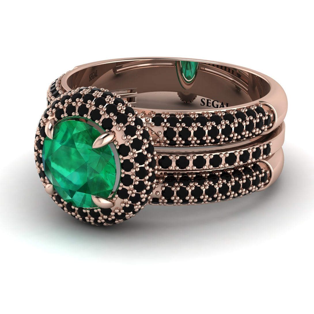 Emerald Halo Luxury Pave Engagement Ring - Sierra No. 35