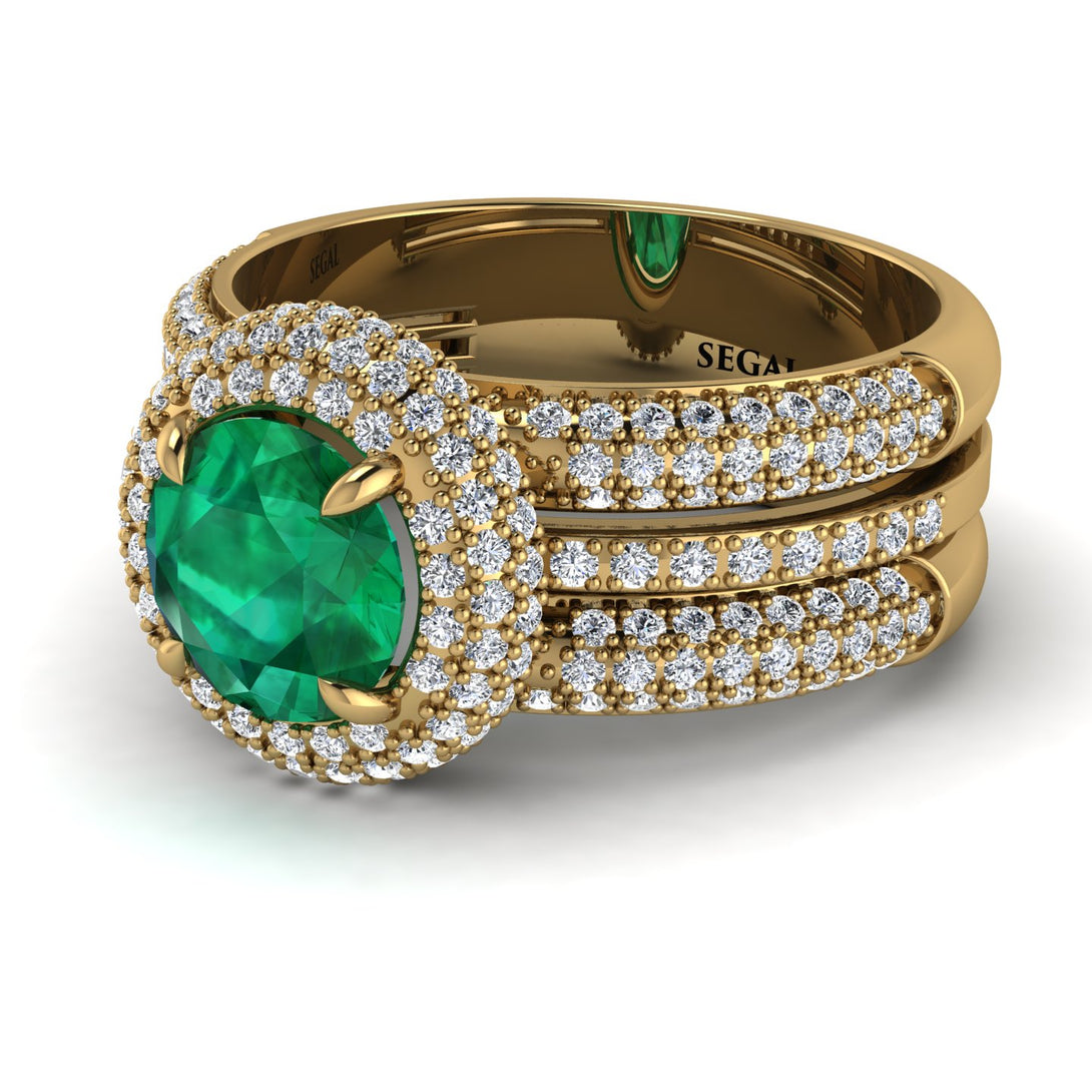 Emerald Halo Luxury Pave Engagement Ring - Sierra No. 4