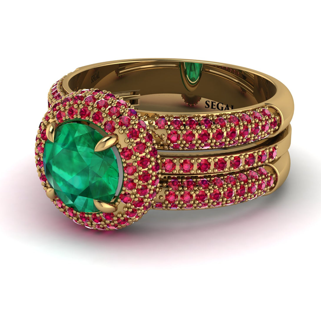 Emerald Halo Luxury Pave Engagement Ring - Sierra No. 49