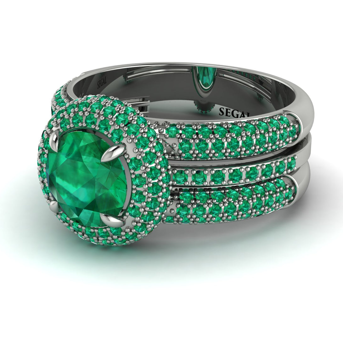 Emerald Halo Luxury Pave Engagement Ring - Sierra No. 21