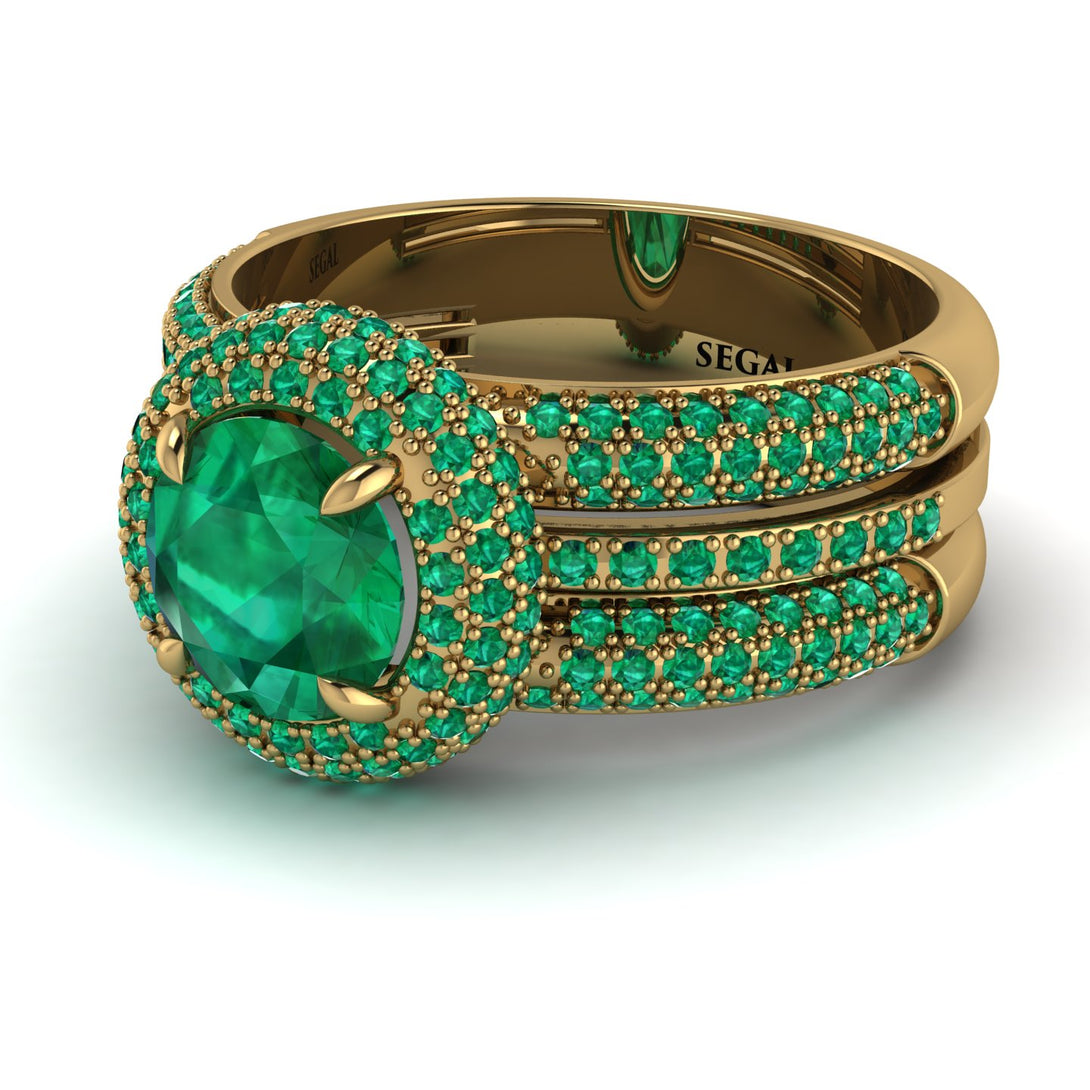 Emerald Halo Luxury Pave Engagement Ring - Sierra No. 19