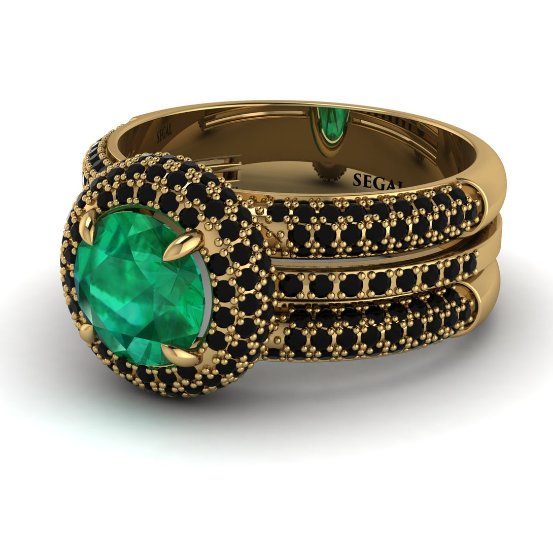 Emerald Halo Luxury Pave Engagement Ring - Sierra No. 34