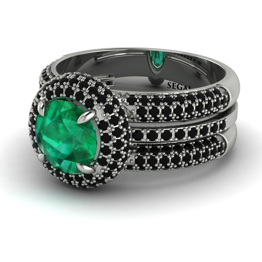 Emerald Halo Luxury Pave Engagement Ring - Sierra No. 36