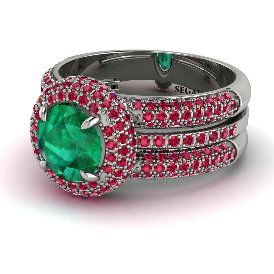 Emerald Halo Luxury Pave Engagement Ring - Sierra No. 51