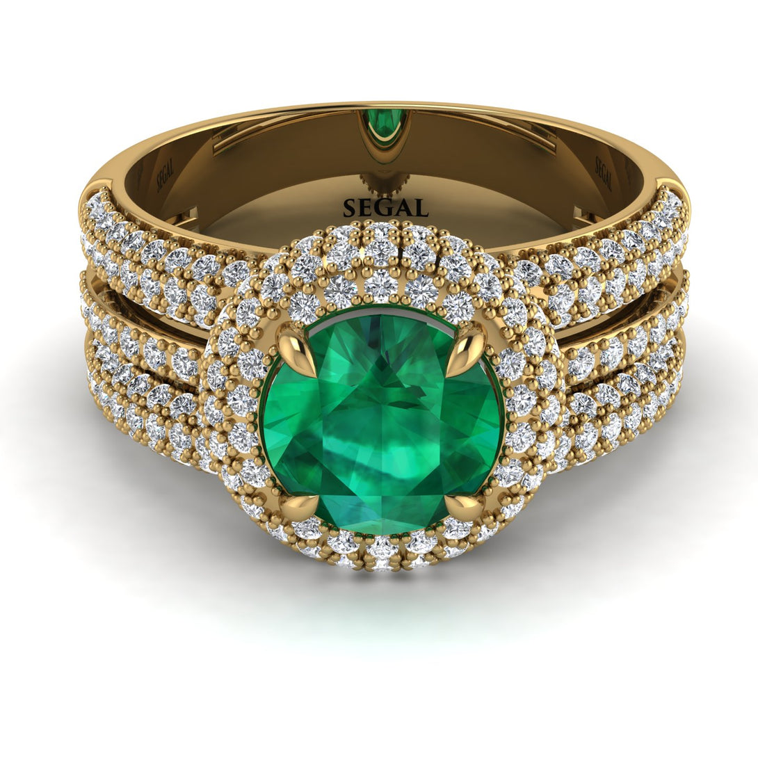 Emerald Halo Luxury Pave Engagement Ring - Sierra No. 4