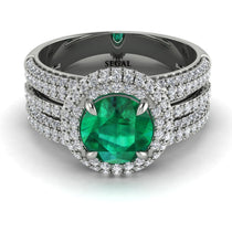 Emerald Halo Luxury Pave Engagement Ring - Sierra No. 6 image 1