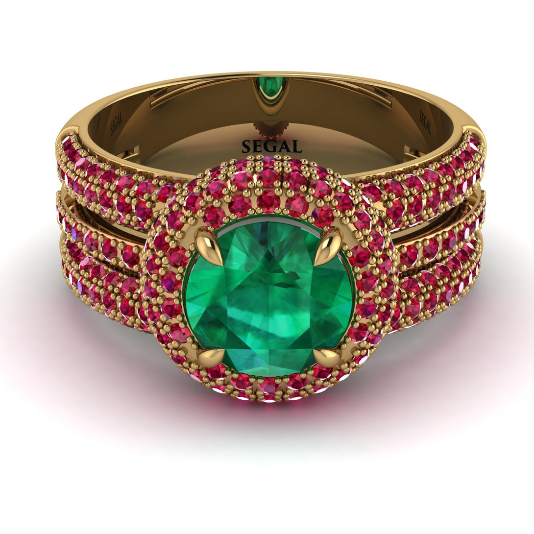 Emerald Halo Luxury Pave Engagement Ring - Sierra No. 49