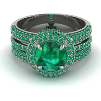 Emerald Halo Luxury Pave Engagement Ring - Sierra No. 21 image 1