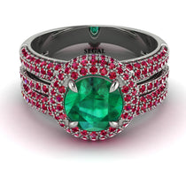 Emerald Halo Luxury Pave Engagement Ring - Sierra No. 51 image 1