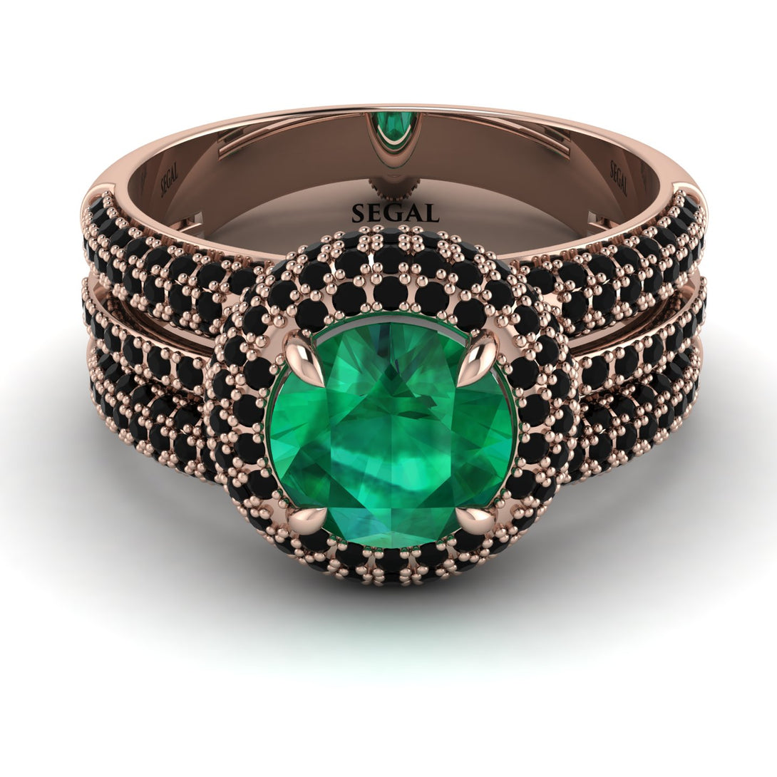 Emerald Halo Luxury Pave Engagement Ring - Sierra No. 35