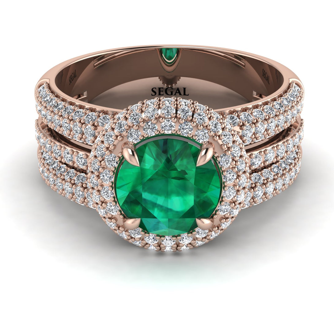 Emerald Halo Luxury Pave Engagement Ring - Sierra No. 5