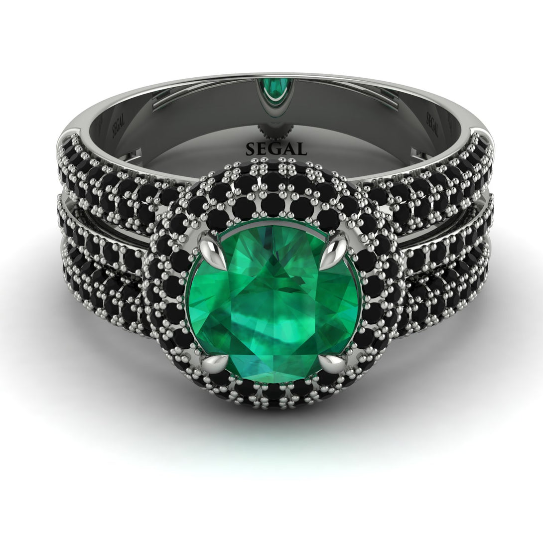 Emerald Halo Luxury Pave Engagement Ring - Sierra No. 36