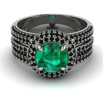 Emerald Halo Luxury Pave Engagement Ring - Sierra No. 36 image 1