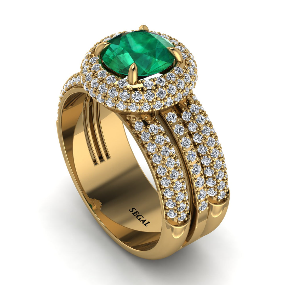 Emerald Halo Luxury Pave Engagement Ring - Sierra No. 4