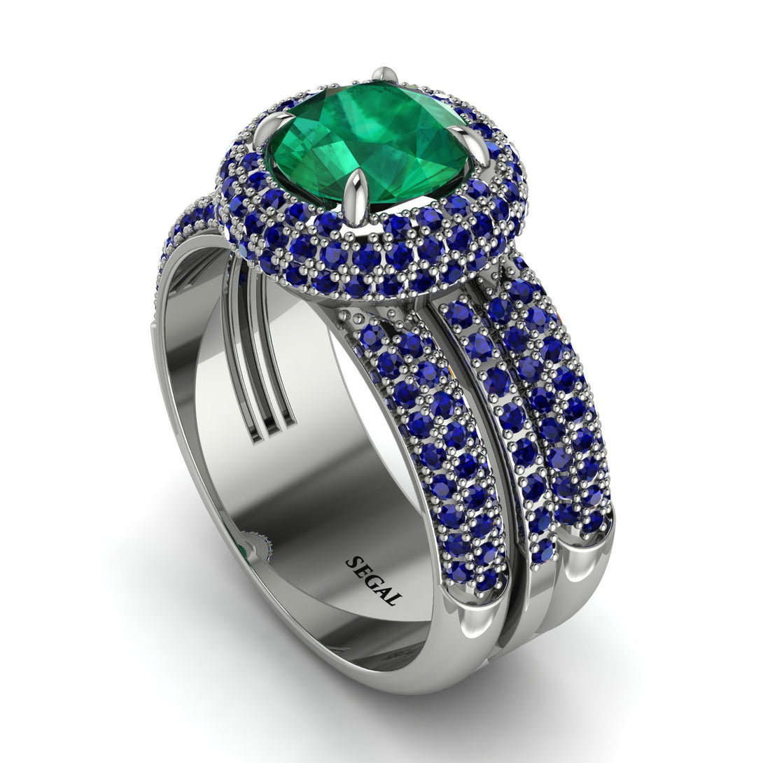 Emerald Halo Luxury Pave Engagement Ring - Sierra No. 66