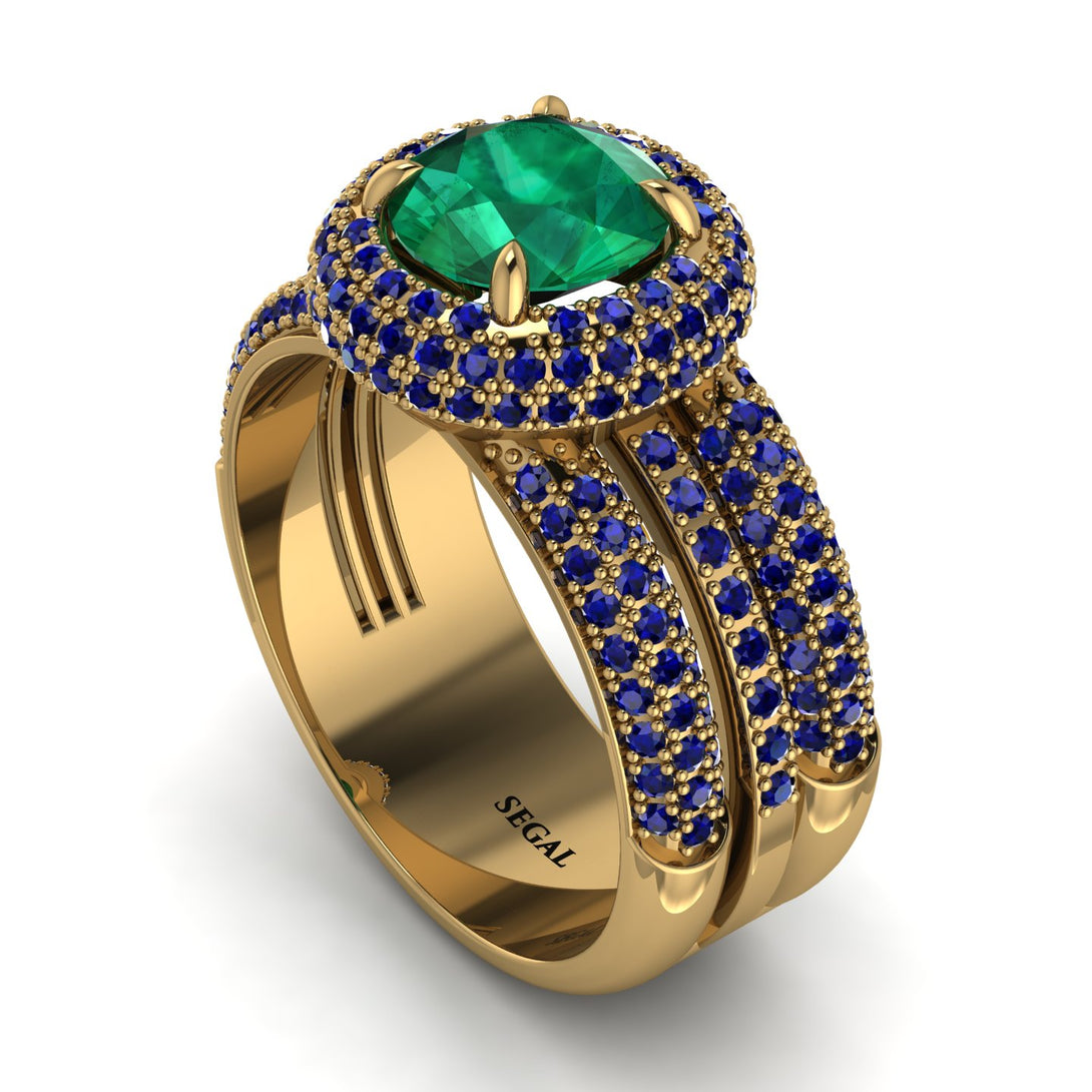 Emerald Halo Luxury Pave Engagement Ring - Sierra No. 64