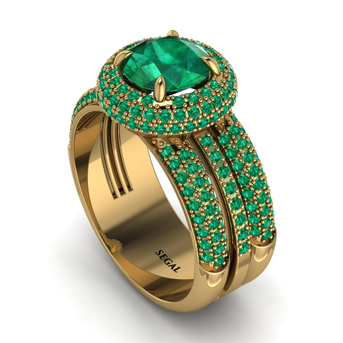 Emerald Halo Luxury Pave Engagement Ring - Sierra No. 19