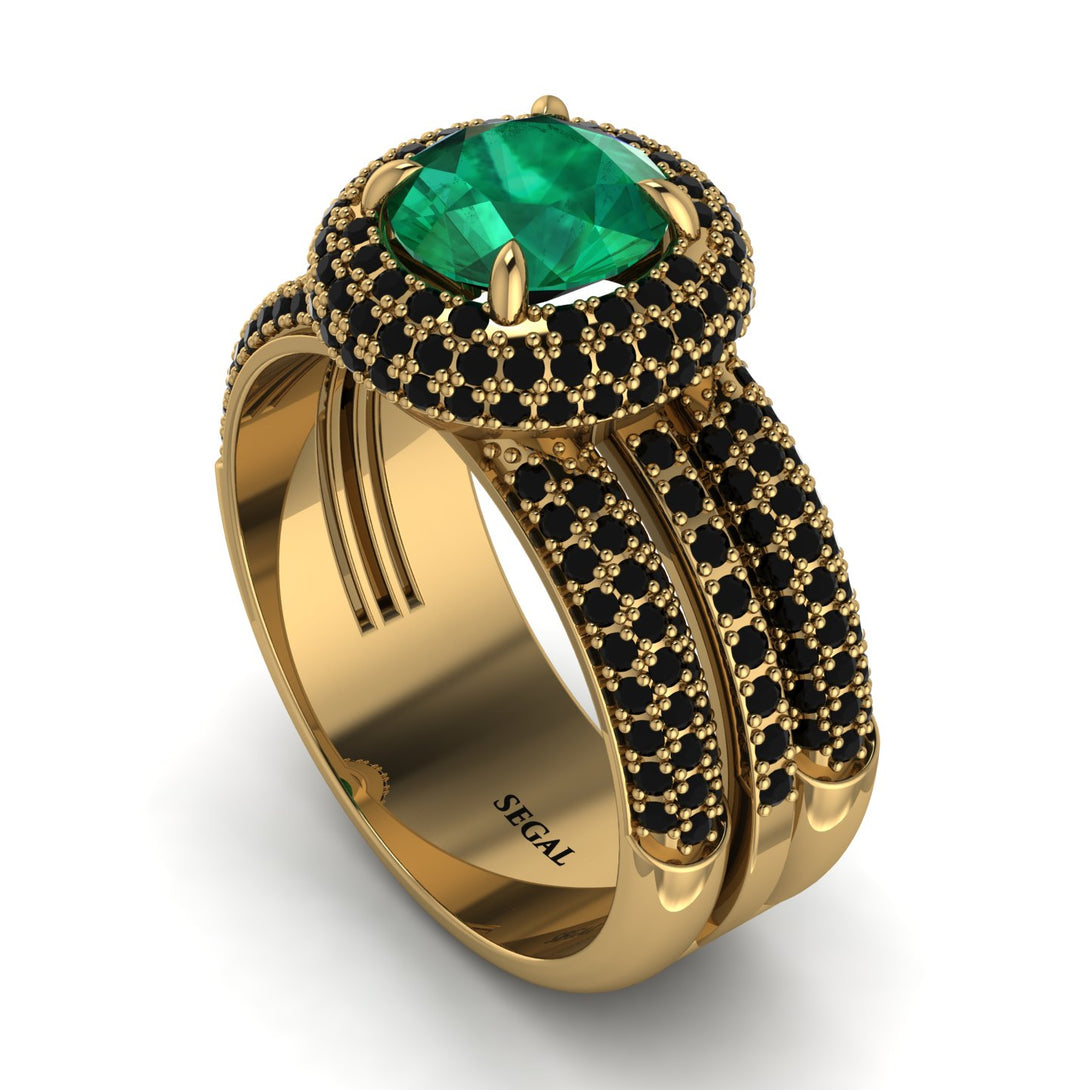 Emerald Halo Luxury Pave Engagement Ring - Sierra No. 34