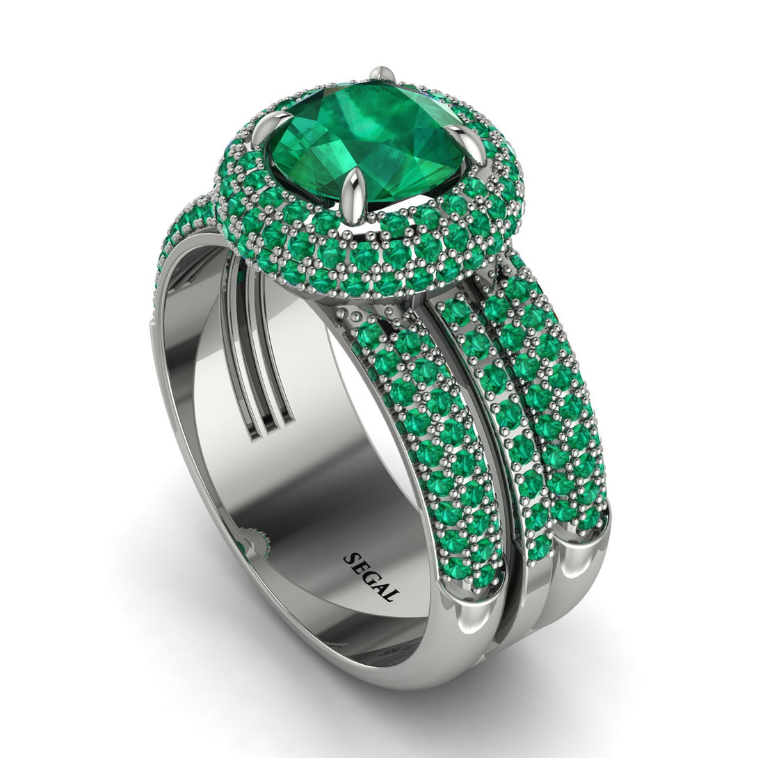 Emerald Halo Luxury Pave Engagement Ring - Sierra No. 21