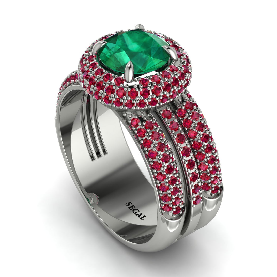 Emerald Halo Luxury Pave Engagement Ring - Sierra No. 51