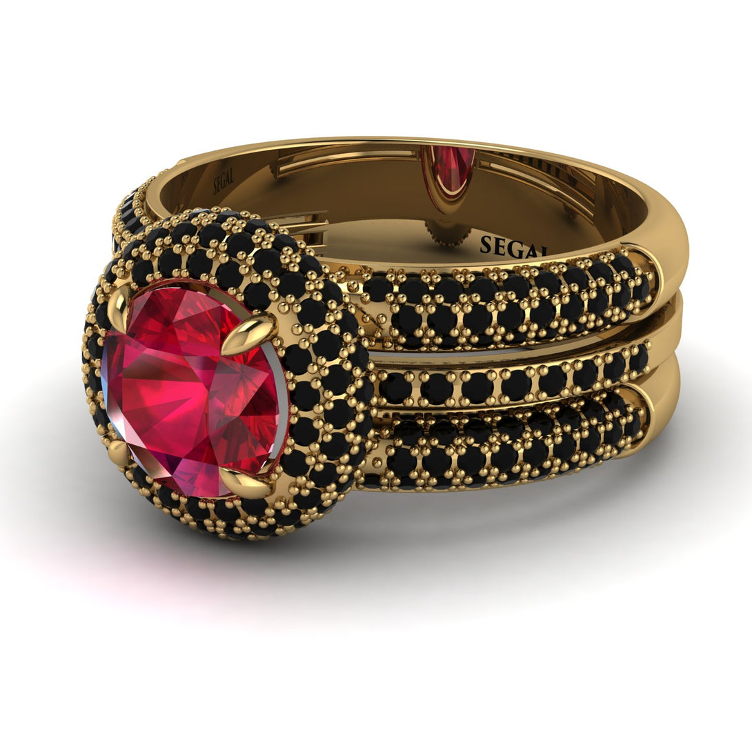 Ruby Halo Luxury Pave Engagement Ring - Sierra No. 40