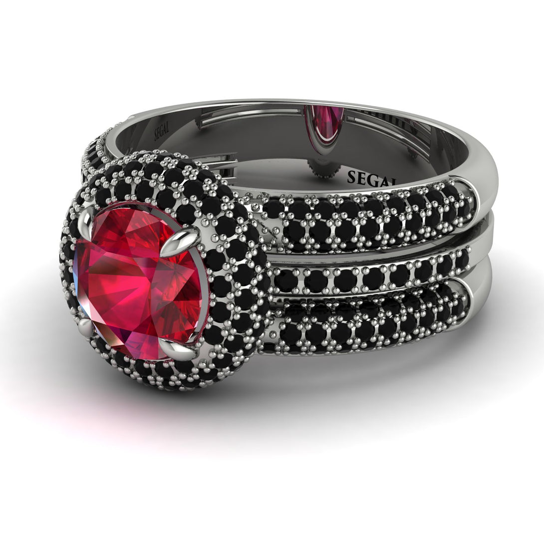 Ruby Halo Luxury Pave Engagement Ring - Sierra No. 42