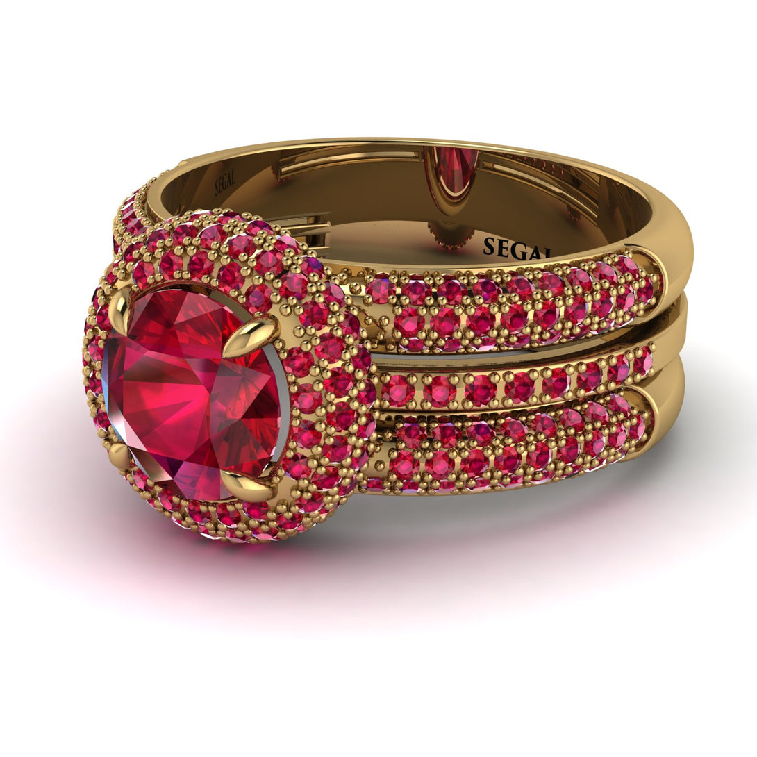 Ruby Halo Luxury Pave Engagement Ring - Sierra No. 55