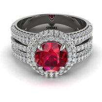 Ruby Halo Luxury Pave Engagement Ring - Sierra No. 12 image 1