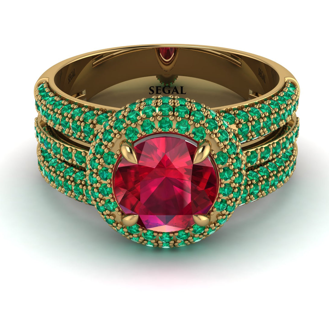 Ruby Halo Luxury Pave Engagement Ring - Sierra No. 25