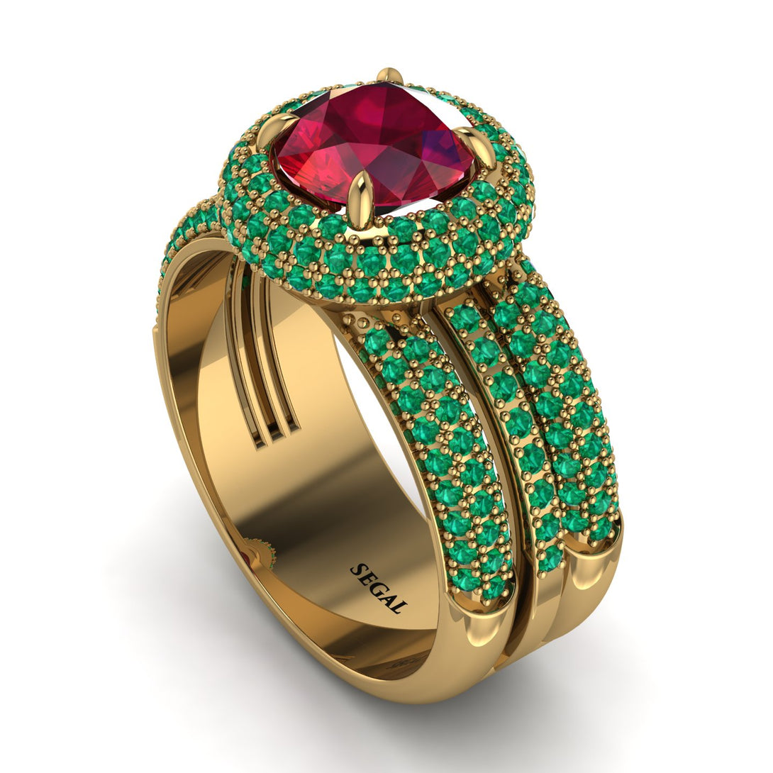 Ruby Halo Luxury Pave Engagement Ring - Sierra No. 25