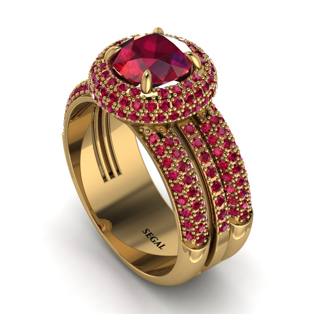 Ruby Halo Luxury Pave Engagement Ring - Sierra No. 55