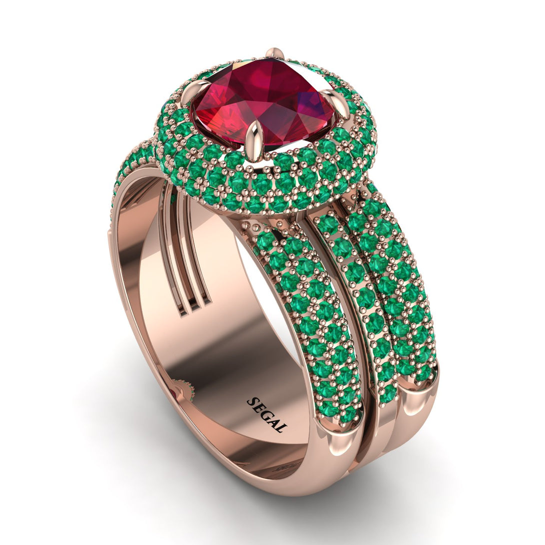Ruby Halo Luxury Pave Engagement Ring - Sierra No. 26