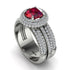 Ruby Halo Luxury Pave Engagement Ring - Sierra No. 12