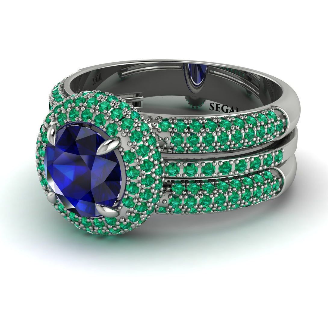 Sapphire Halo Luxury Pave Engagement Ring - Sierra No. 30