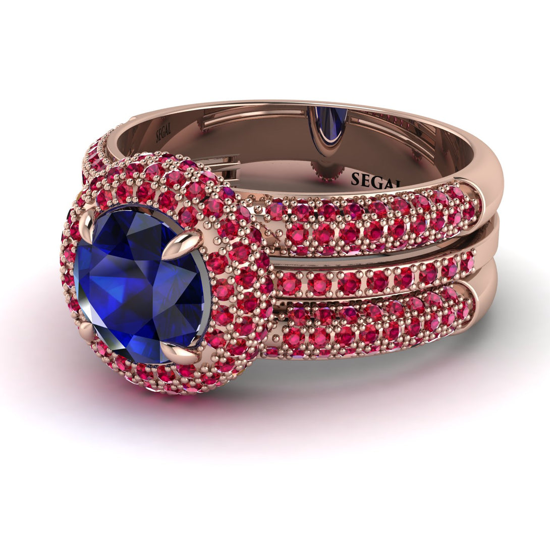 Sapphire Halo Luxury Pave Engagement Ring - Sierra No. 59