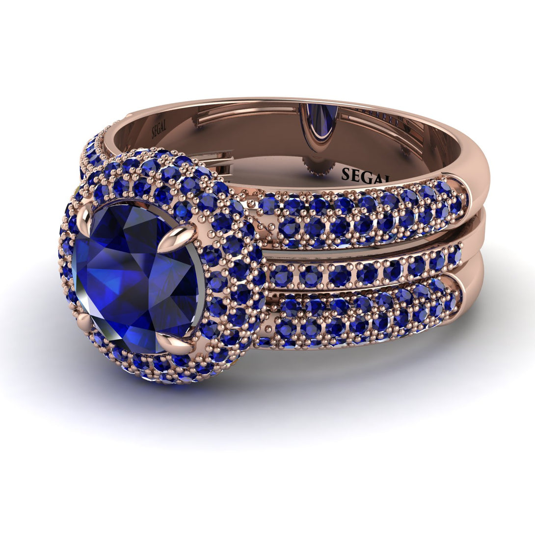 Sapphire Halo Luxury Pave Engagement Ring - Sierra No. 74