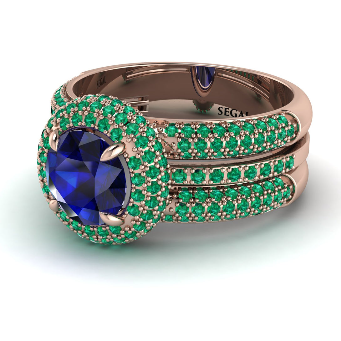 Sapphire Halo Luxury Pave Engagement Ring - Sierra No. 29