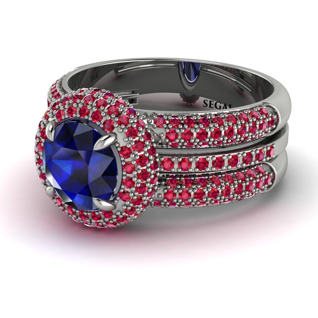 Sapphire Halo Luxury Pave Engagement Ring - Sierra No. 60