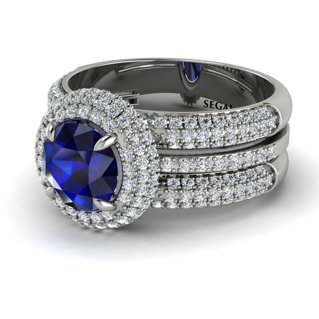 Sapphire Halo Luxury Pave Engagement Ring - Sierra No. 15