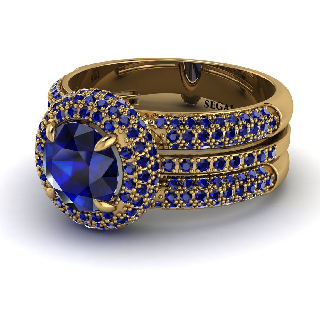 Sapphire Halo Luxury Pave Engagement Ring - Sierra No. 73
