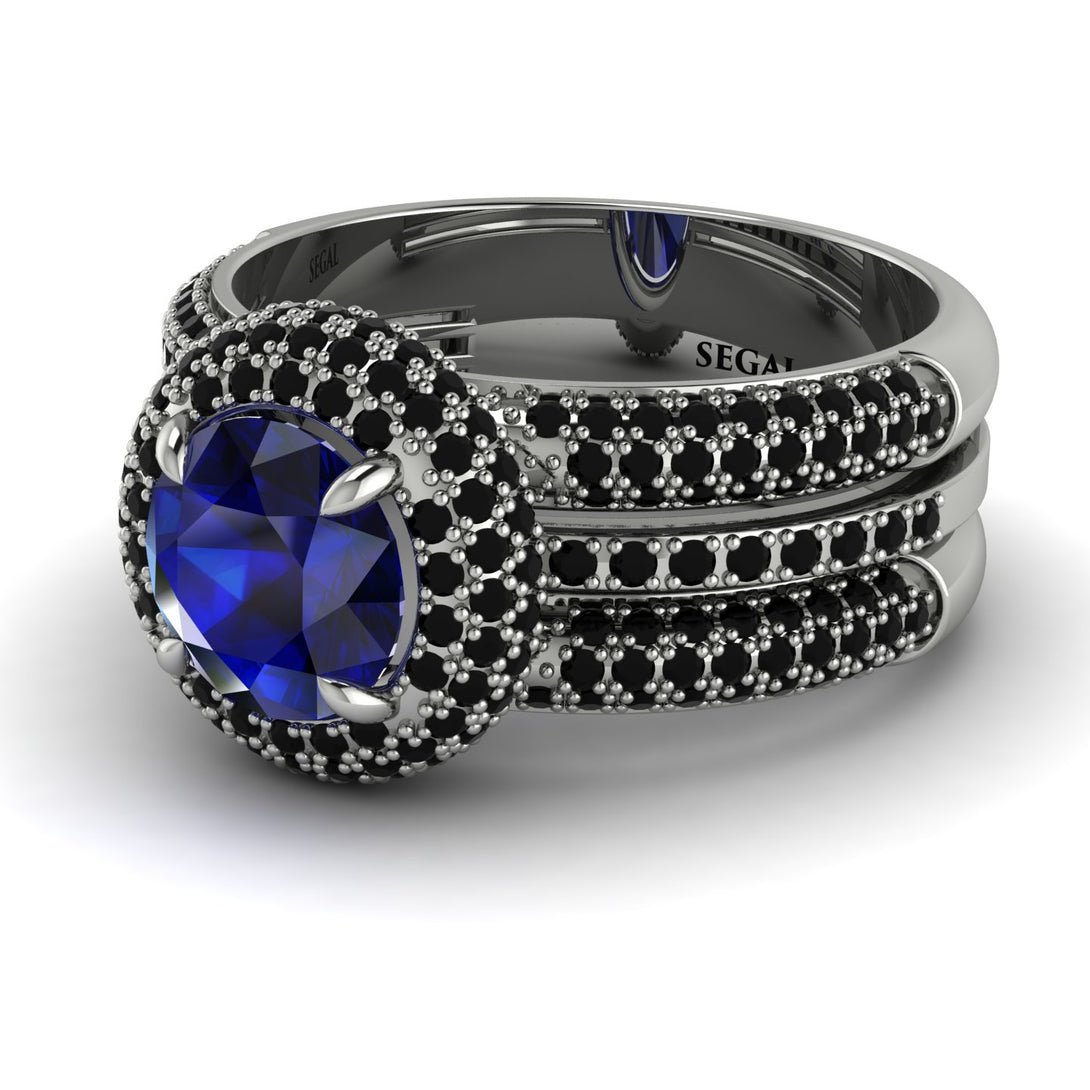 Sapphire Halo Luxury Pave Engagement Ring - Sierra No. 45