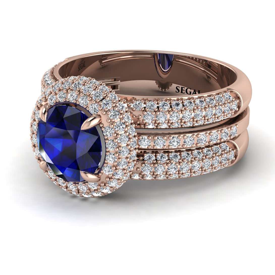 Sapphire Halo Luxury Pave Engagement Ring - Sierra No. 14