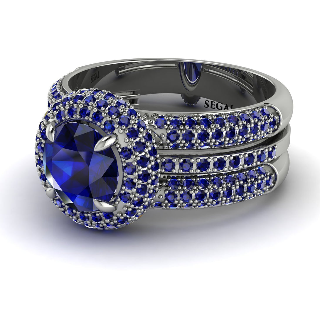 Sapphire Halo Luxury Pave Engagement Ring - Sierra No. 75