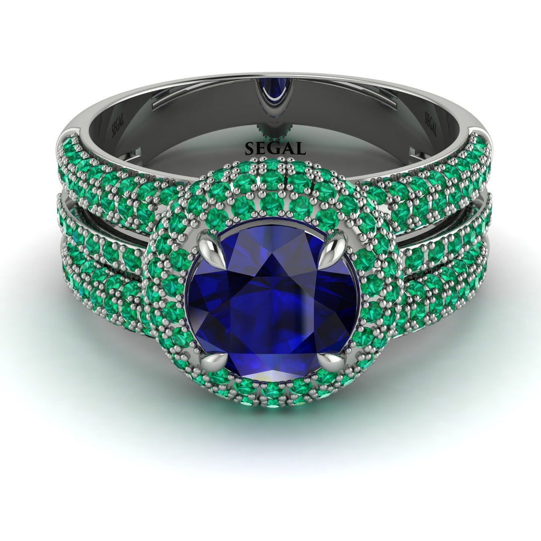 Sapphire Halo Luxury Pave Engagement Ring - Sierra No. 30