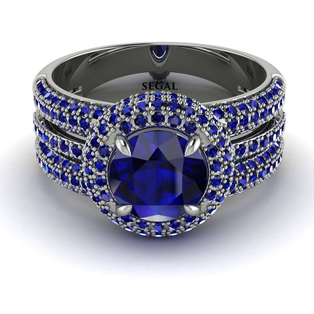 Sapphire Halo Luxury Pave Engagement Ring - Sierra No. 75