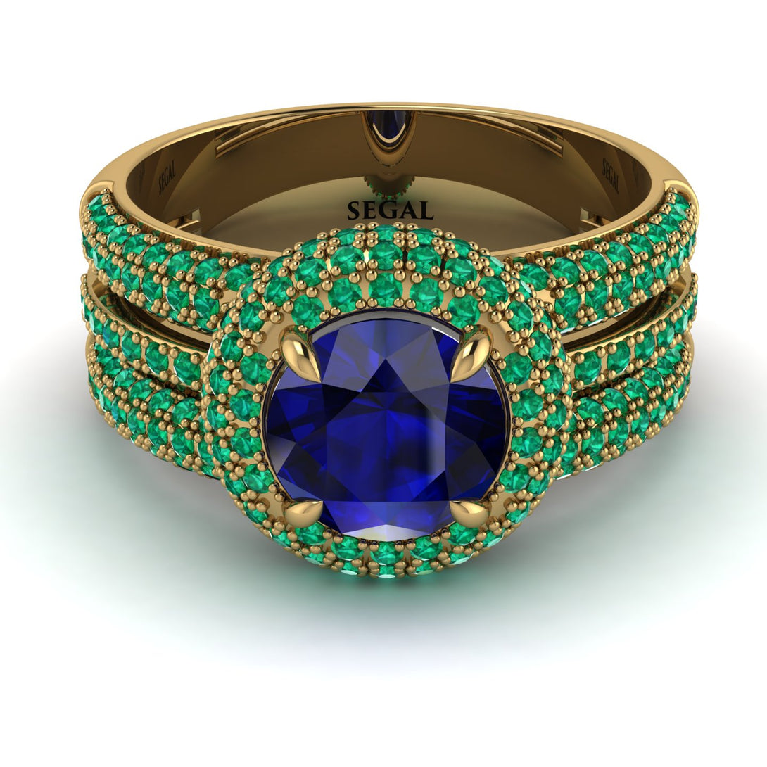 Sapphire Halo Luxury Pave Engagement Ring - Sierra No. 28