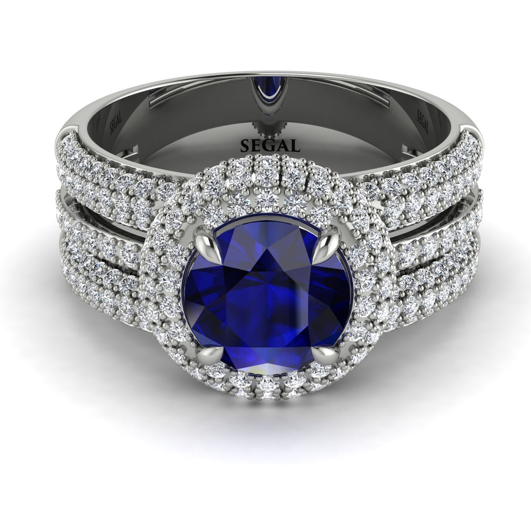 Sapphire Halo Luxury Pave Engagement Ring - Sierra No. 15